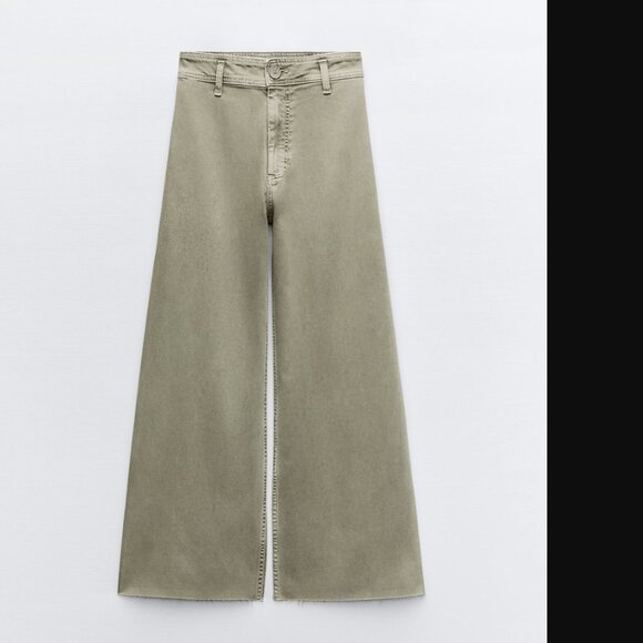 Zara Olive Green Straight Leg Jeans - Picture 4 of 6